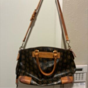 Dooney Bourke Brown DB Logo 1975 Monogram & Florentine Leather Vanessa Tote Bag